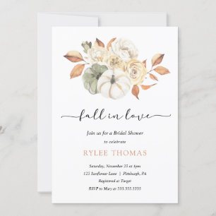 Rustic Autumn Foliage Pumpkin Autumn Bridal Shower Invitation