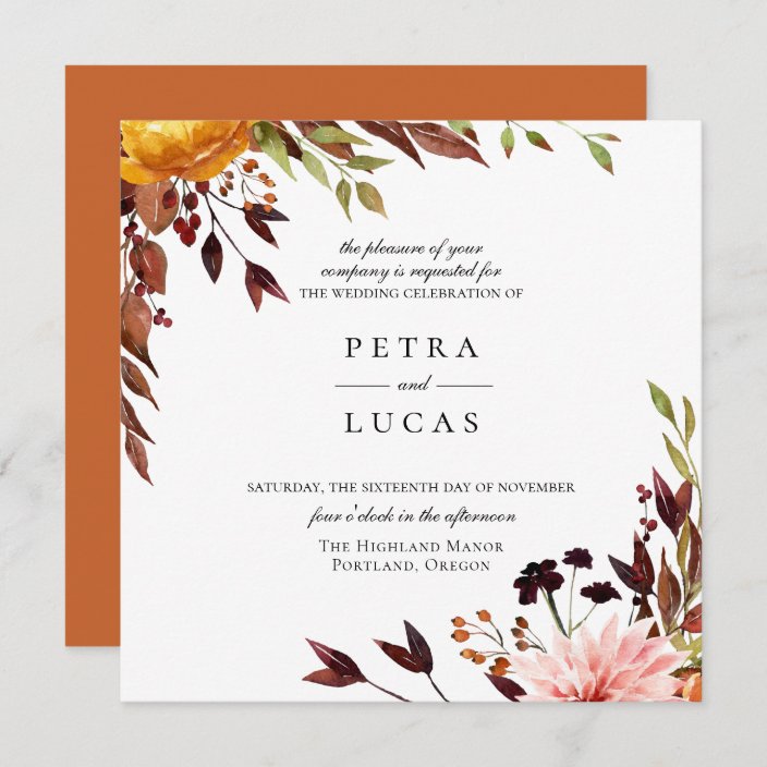 Rustic Autumn Forest Botanical Wedding Invitation Zazzle Com