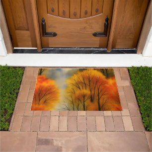 Rustic Autumn Forest - Fall Watercolor Doormat