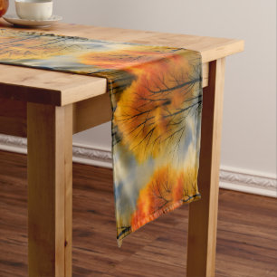 Rustic Autumn Forest - Fall Watercolor Short Table Runner