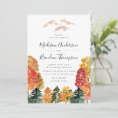Rustic Autumn Forest Fall Wedding Invitation (Standing Front)