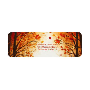 Rustic Autumn Forest Pumpkin Wedding Label