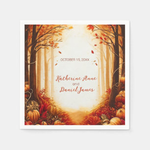 Rustic Autumn Forest Pumpkin Wedding Napkins