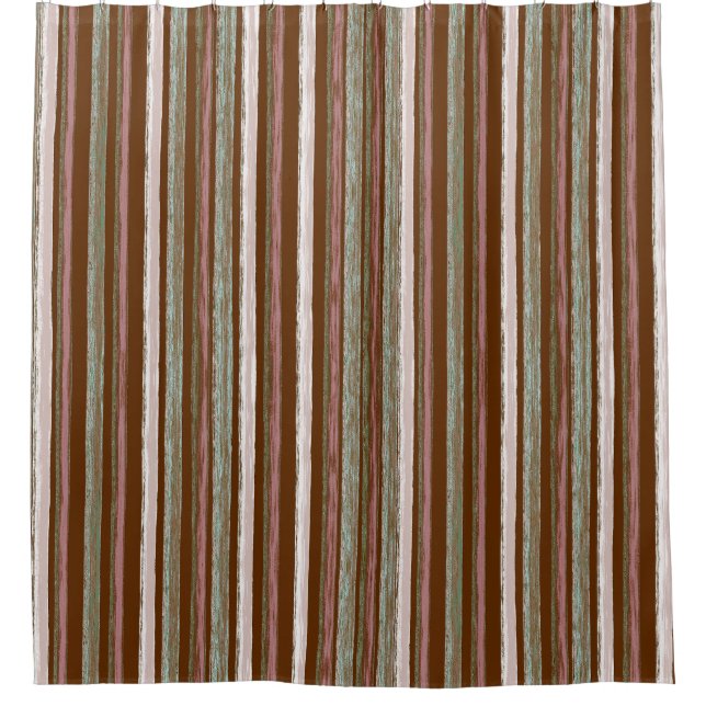 Rustic Autumn Forest Stripes Art by Heva Weva Shower Curtain (Front)