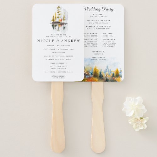 Rustic Autumn Forest  Wedding Program Hand Fan