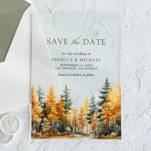 Rustic Autumn Forest Wedding Save the Date (Creator Uploaded)