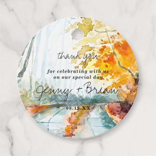 Rustic Autumn Forest  Wedding Thank You Favor Tags