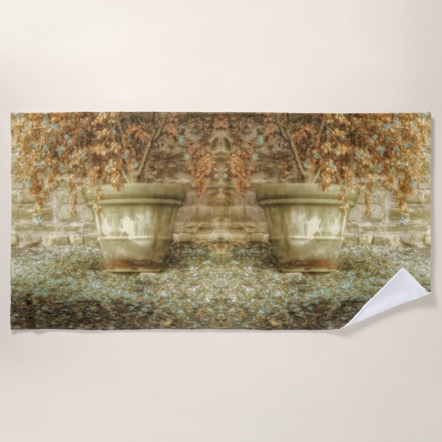 Rustic Autumn Garden Beach Towel (Front)