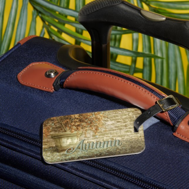 Rustic Autumn Garden Luggage Tag (Front Insitu 3)