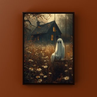 Rustic Autumn Ghost on Swing Spooky Halloween