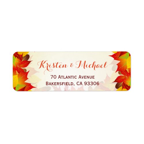 Rustic Autumn Gold Red Fall Leaves Address Label