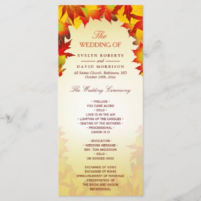 Autumn Leaves Fall Wedding Programs Zazzle Com