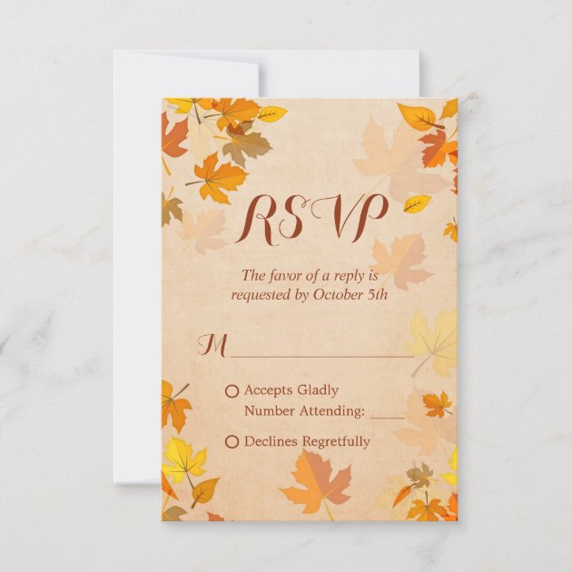 Rustic Autumn Golden Maple Leaves Fall RSVP