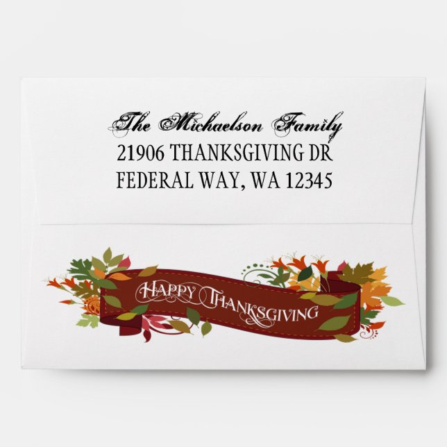 Rustic Autumn Happy Thanksgiving Envelope (Back (Top Flap))