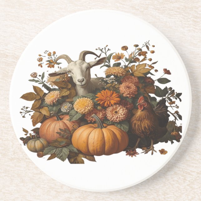 Rustic Autumn Harvest Coaster (Front)