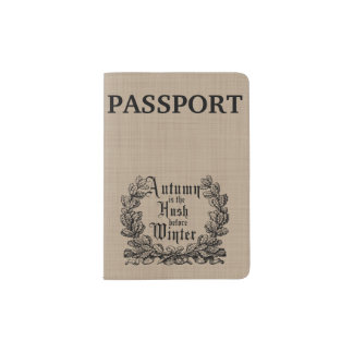 Rustic Autumn Harvest Sayings Passport Holder