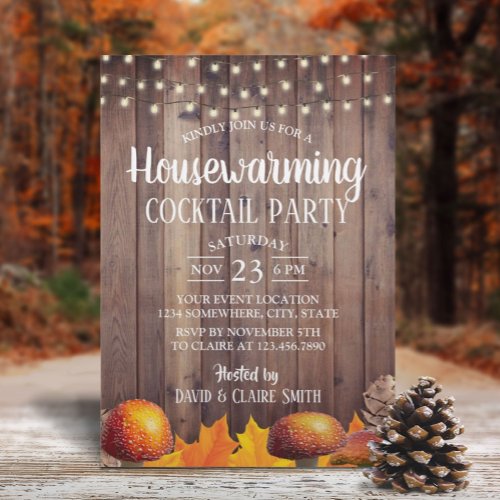 Rustic Autumn Housewarming Cocktail Party Invitation