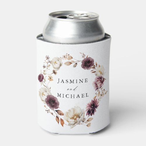 Rustic Autumn Ivory and Marsala Floral Wedding Can Cooler