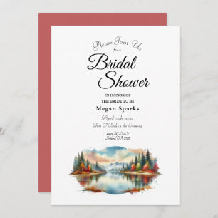 Rustic Autumn Lakeside Forest Bridal Shower Invitation