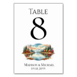 Rustic Autumn Lakeside Forest Wedding Table Number