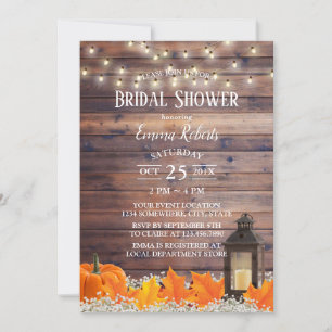 Rustic Autumn Lantern String Lights Bridal Shower Invitation