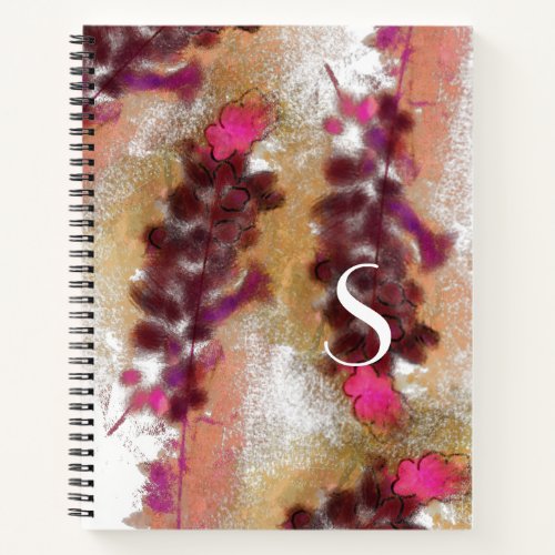 rustic Autumn Lavander Flowers Painting Pattern Notebook
