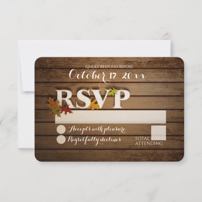 Rustic Autumn Leaf RSVP Wedding (Front)