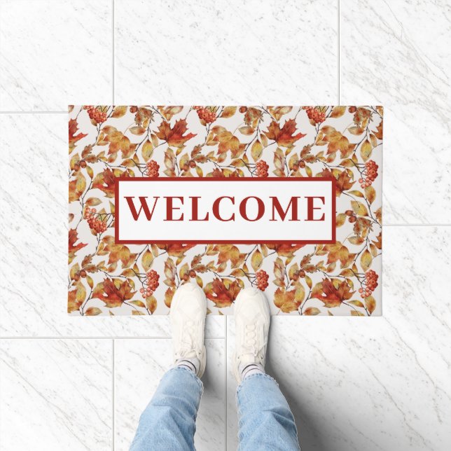 Rustic Autumn Leaf Welcome Doormat (Indoor)