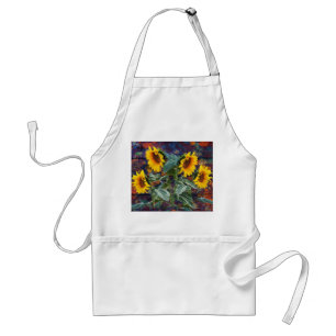 Rustic Autumn Leaves and Sunflowers Adult Apron