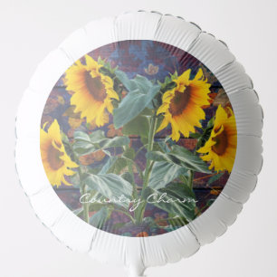 Rustic Autumn Leaves and Sunflowers Balloon
