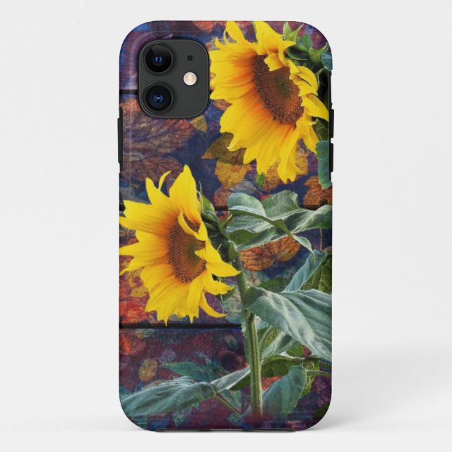 Rustic Autumn Leaves and Sunflowers Case-Mate iPhone Case (Back)