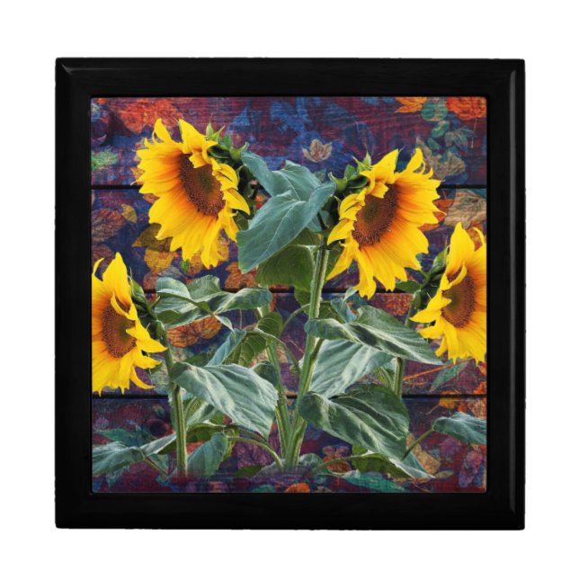 Rustic Autumn Leaves and Sunflowers Gift Box (Front)