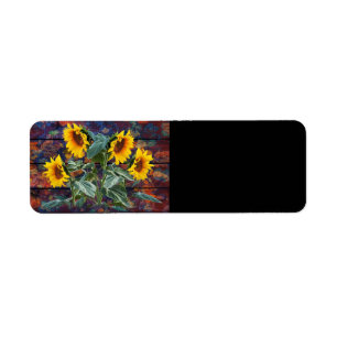 Rustic Autumn Leaves and Sunflowers Label