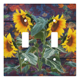 Rustic Autumn Leaves and Sunflowers Light Switch Cover