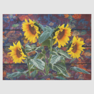 Rustic Autumn Leaves and Sunflowers Tissue Paper