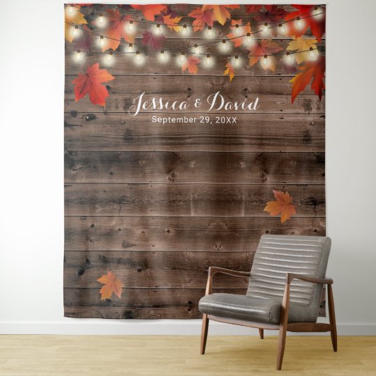 Rustic Autumn Leaves Barn Fall Wedding Backdrops Zazzle Com