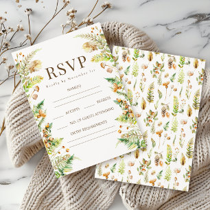Rustic Autumn Leaves Boho Fall Wedding RSVP Cards