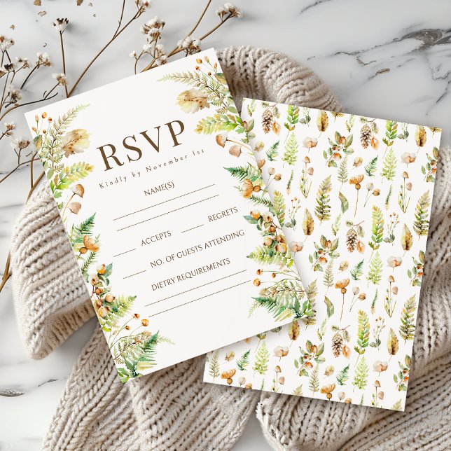 Rustic Autumn Leaves Boho Fall Wedding RSVP Cards (Creator Uploaded)