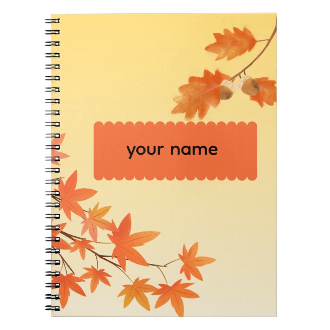 Rustic Autumn Leaves Fall Foliage Personalized Notebook (Front)