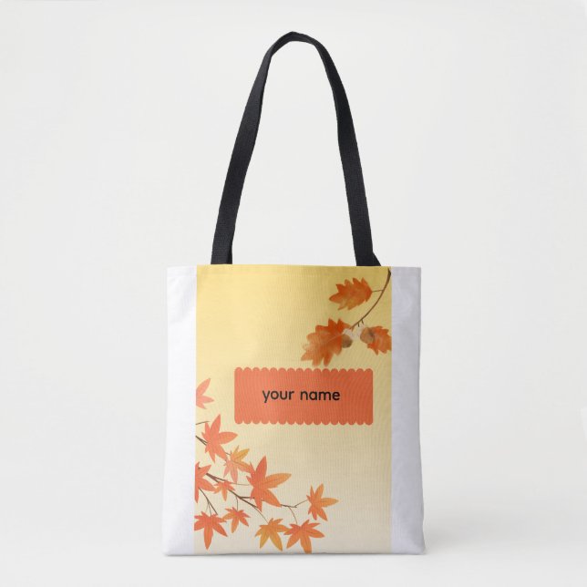 Rustic Autumn Leaves Fall Foliage Personalized Tote Bag (Front)