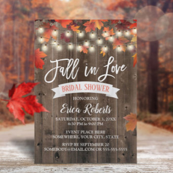 Rustic Autumn Leaves Fall In Love Bridal Shower Invitation by myinvitation at Zazzle
