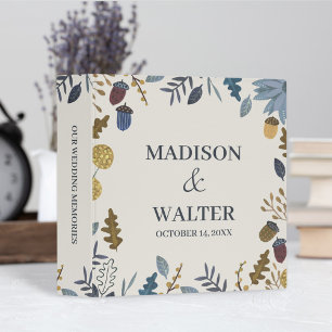 Rustic autumn leaves fall wedding 3 ring binder