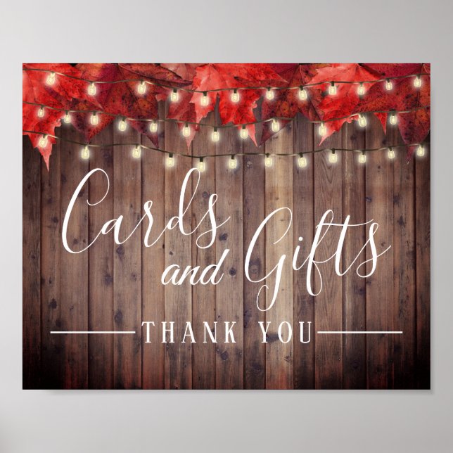 Rustic Autumn Leaves Fall Wedding Cards and Gifts Poster (Front)