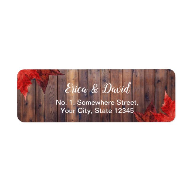 Rustic Autumn Leaves Fall Wedding Label (Front)