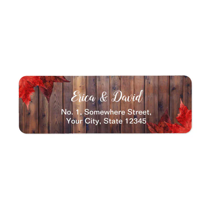 Rustic Autumn Leaves Fall Wedding Label | Zazzle