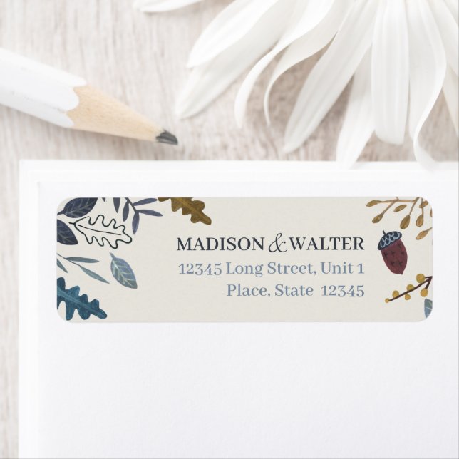 Rustic autumn leaves fall wedding label (Insitu)