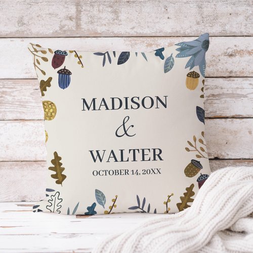 Rustic autumn leaves fall wedding throw pillow