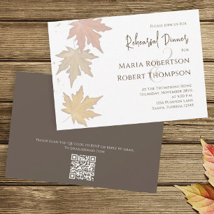 Rustic Autumn Leaves Greenery Foliage QR Code Invitation