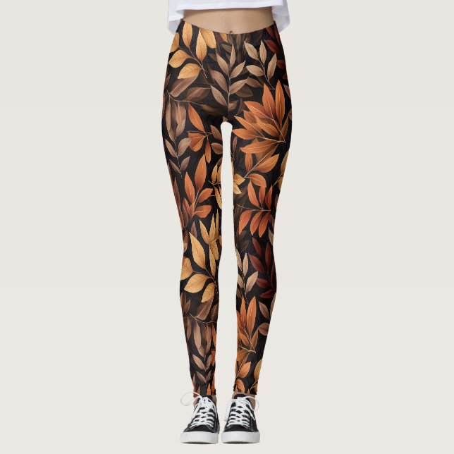 Rustic Autumn Leaves Leggings (Front)