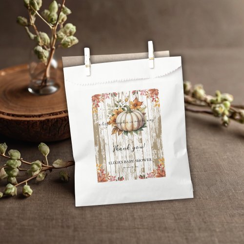 Rustic Autumn Leaves Little Pumpkin Baby Shower Favor Bag